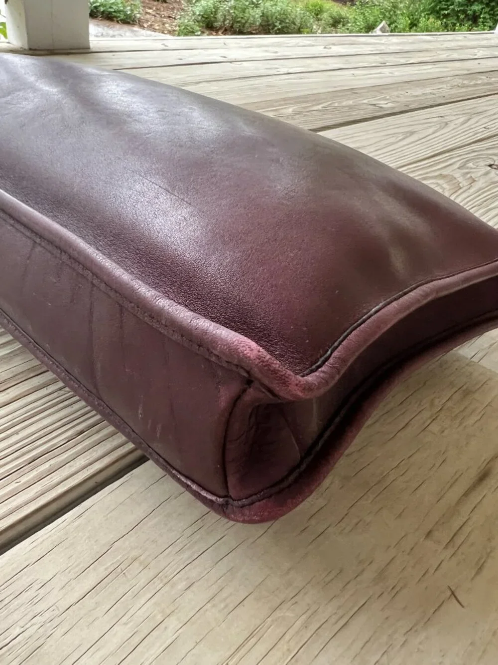 Vintage Coach glue-in label burgundy Handle Portfolio #5050 1970s 1980s rare - Picture 16 of 16